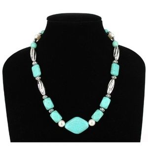 😀 3 for $20 Turquoise Silver Tone Bead Necklace